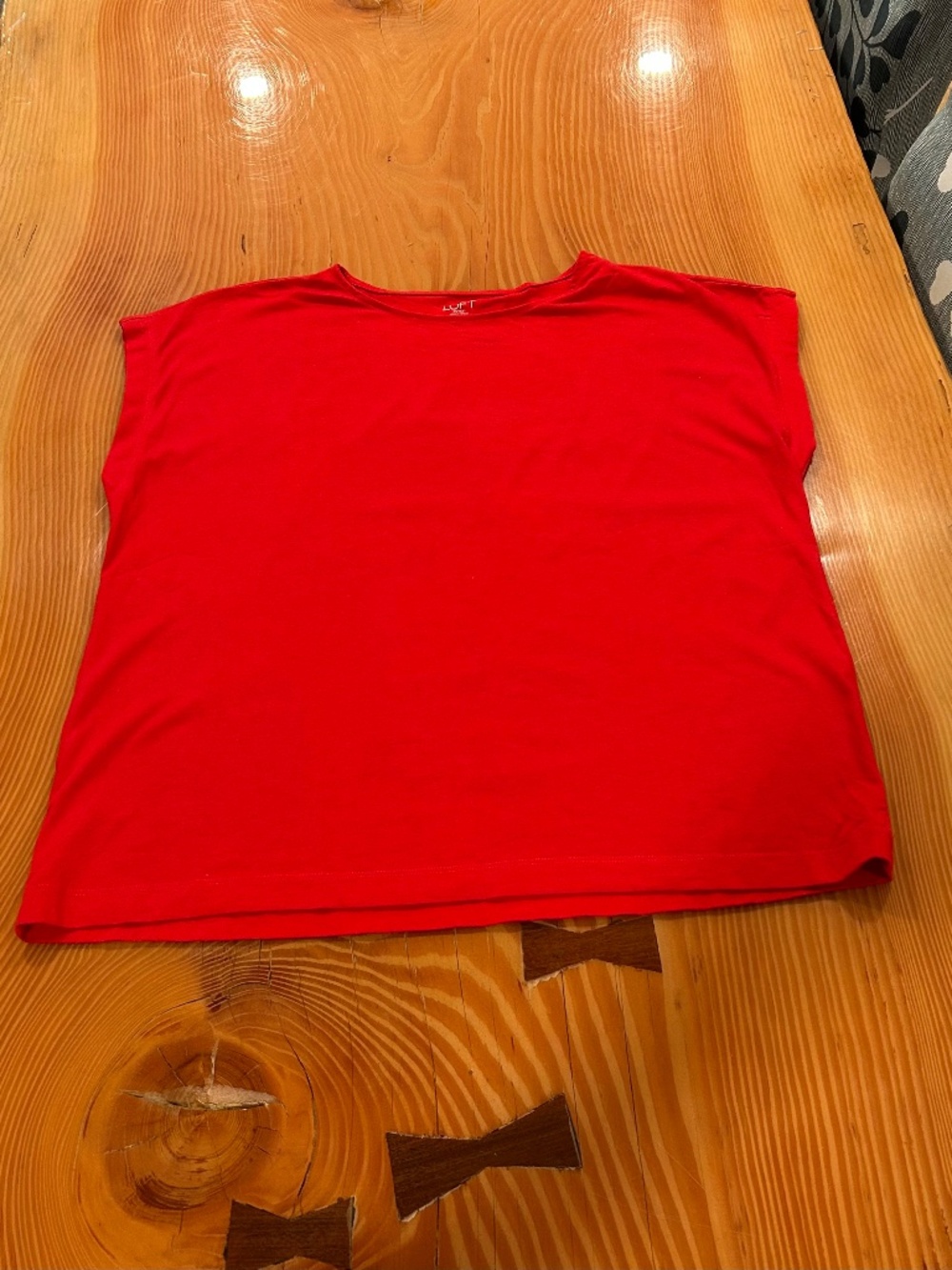 Loft Outlet Bright Red Top with Cap Sleeves - Size L